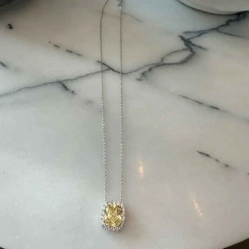 Savvy Cie NWOT Lab Created Canary and CZ Luxury Pendant